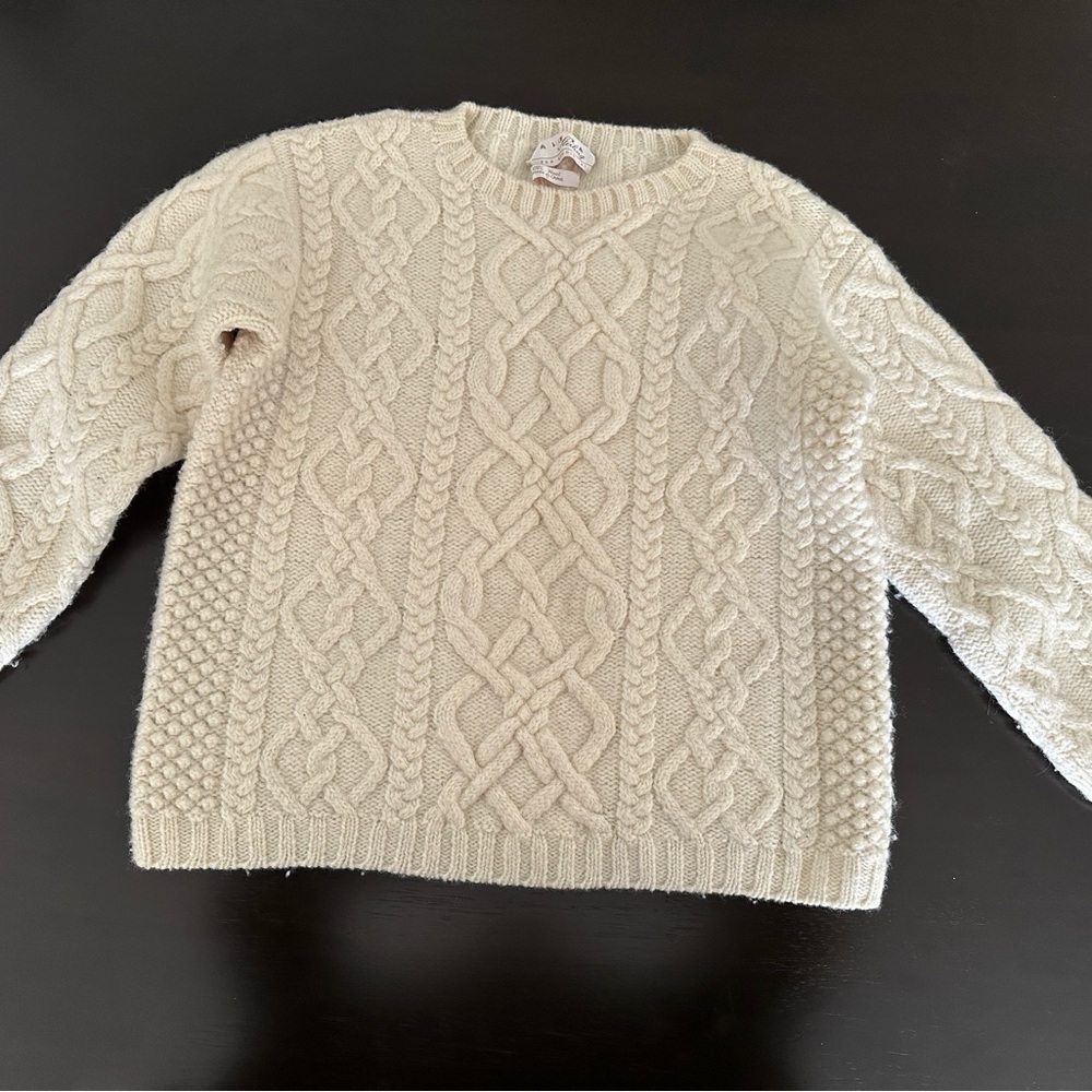 100% Wool Women’s Cream Cable Knit Sweater